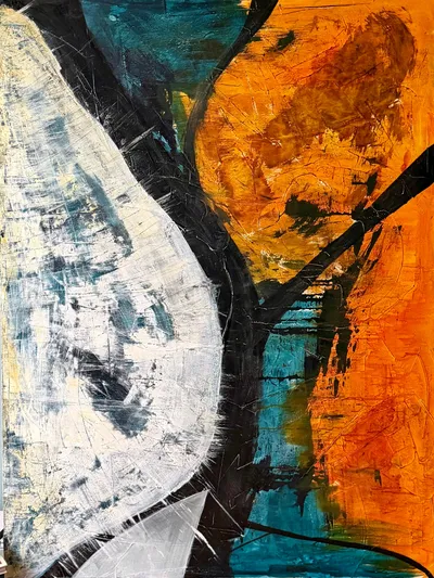 presenttense #6, Acryl auf Leinwand, 160x120 Zentimeter