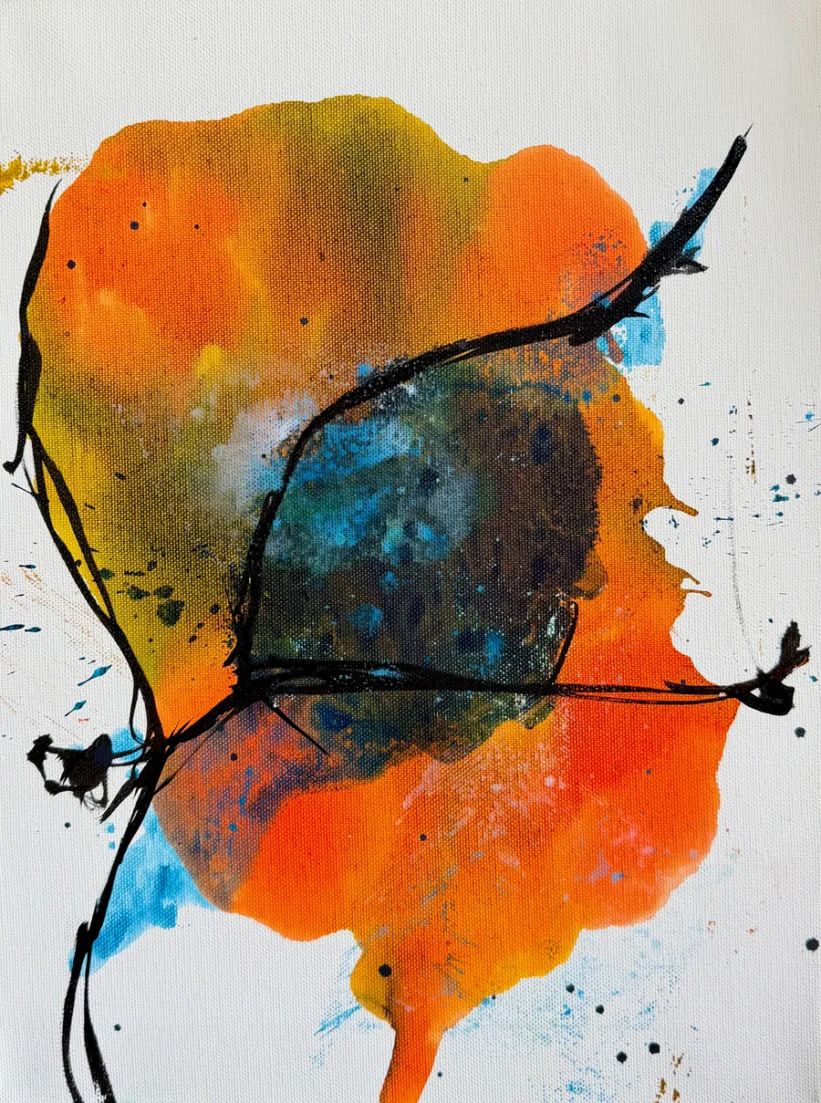 lago #4, Tusche auf Leinwand, 40 x 60 Zentimeter