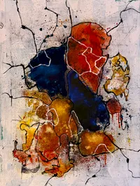 mapping#5, Tusche auf Leinwand, 80x60 Zentimeter