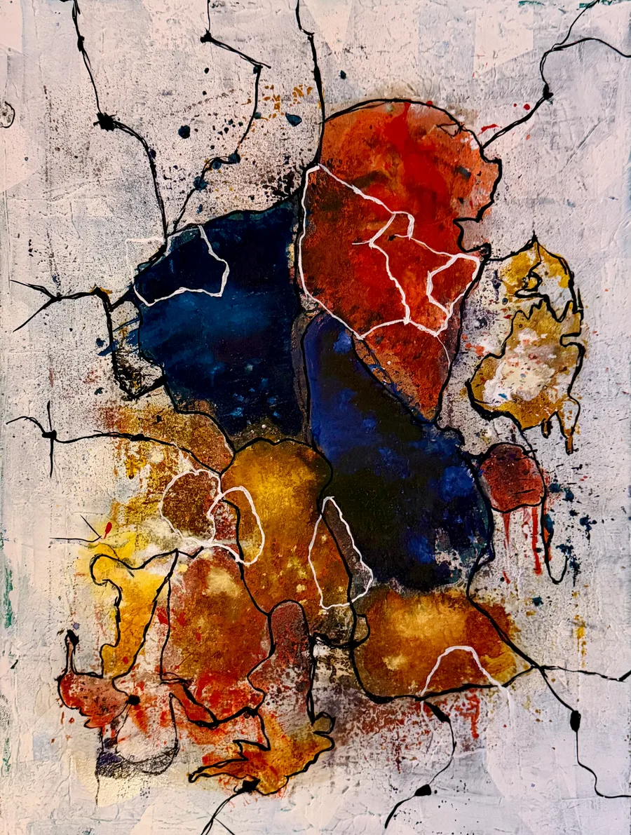 mapping#5, Tusche auf Leinwand, 80x60 Zentimeter